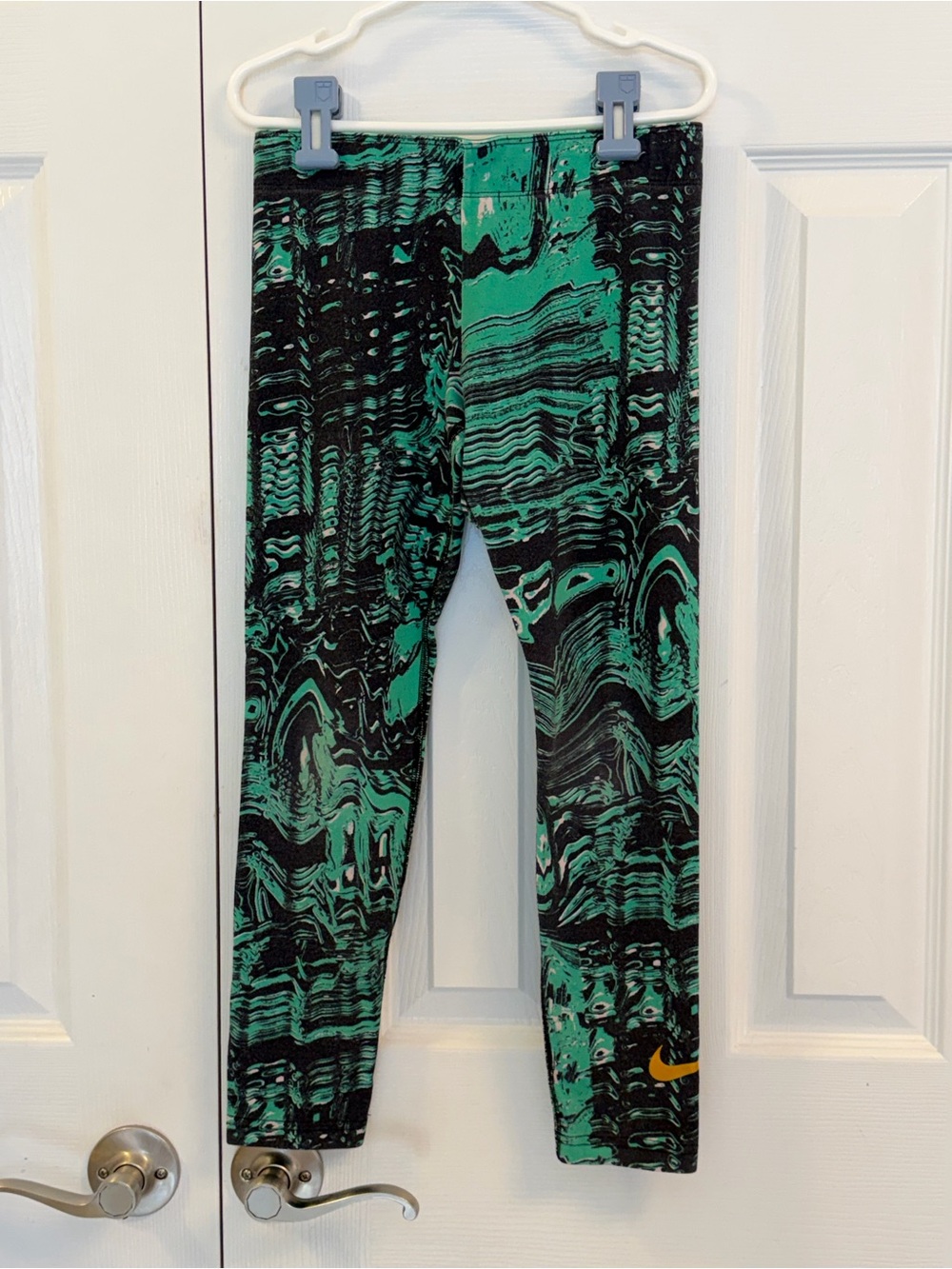 Nike Girls Athletic Leggings Size M Green Black